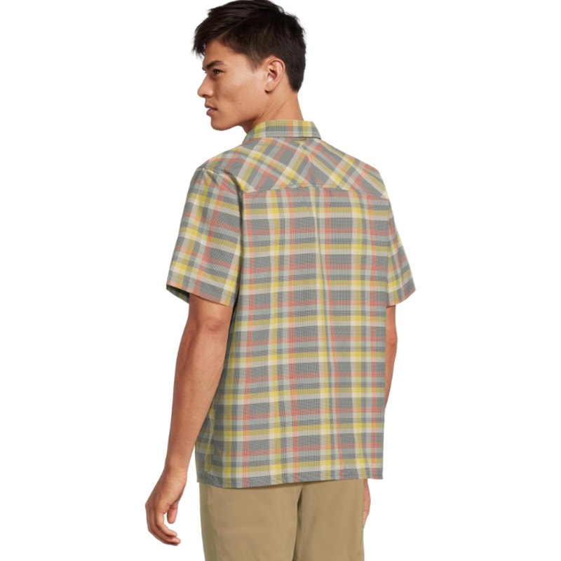 L.L.BEAN Mens Short Sleeve Shirt Small Orange Blue Plaid SunSmart Cool Weave NWT