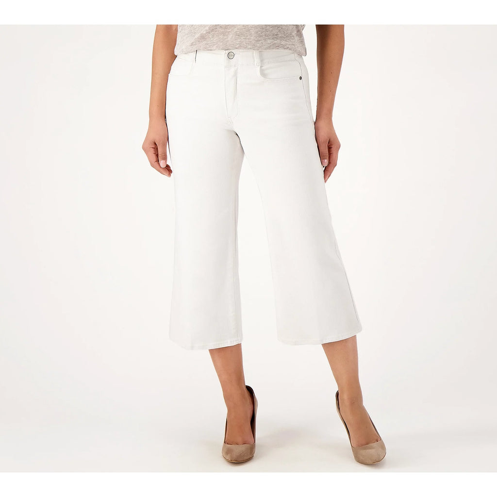 NYDJ Womens Cool Embrace Wide Leg Crop Jeans 14 PETITE Optic White NWT