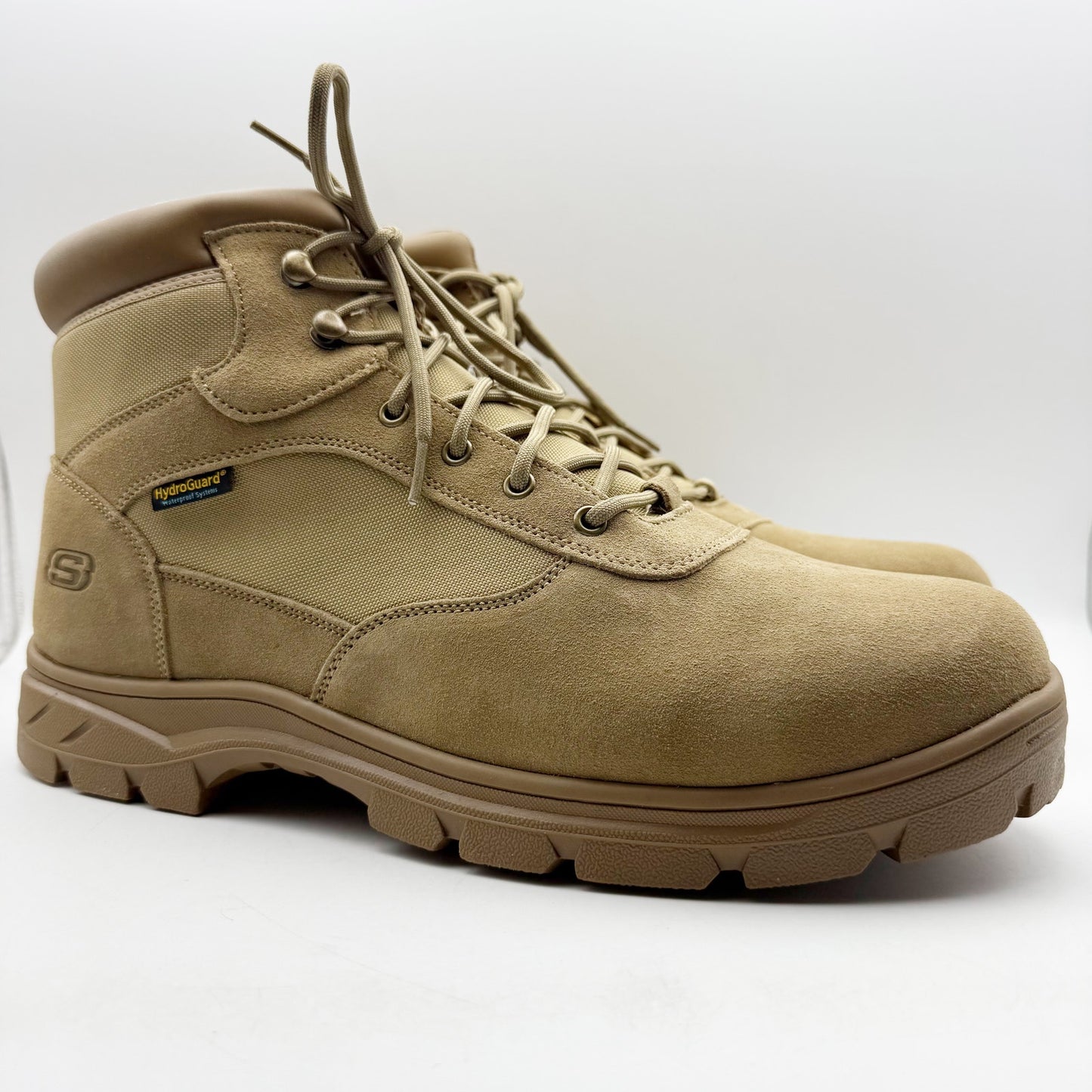 Skechers Mens Work Wascana Millit WP Boots US 15 Tan Leather Relaxed Fit NIB