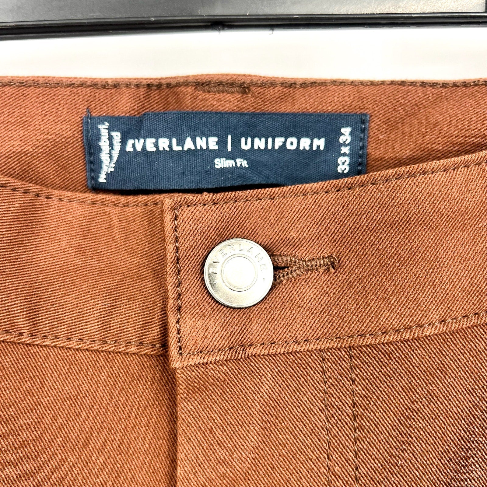 EVERLANE Men's Performance Pants 33x34 Brown Slim Fit Uniform 5-Pocket NWT