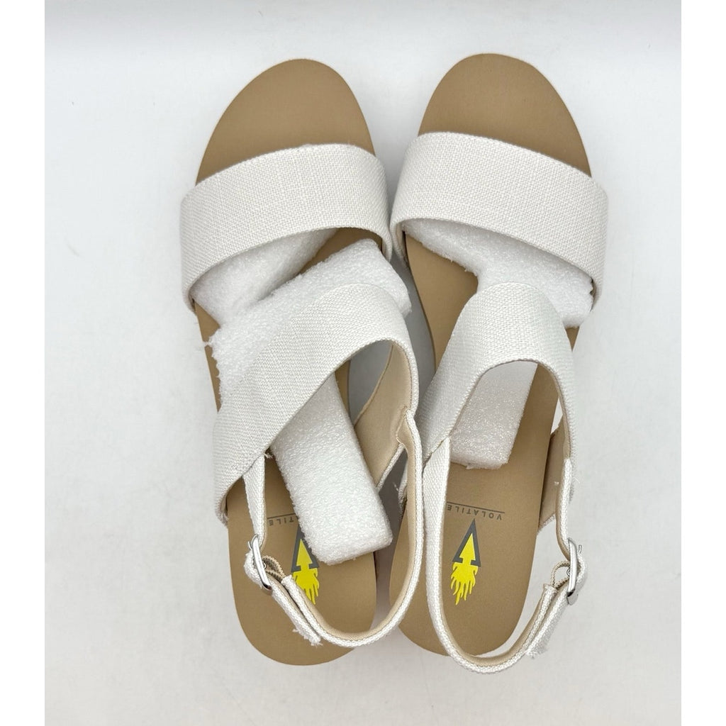 Volatile Womens Summerlove Slingback Wedge Sandals Size 11 White NIB