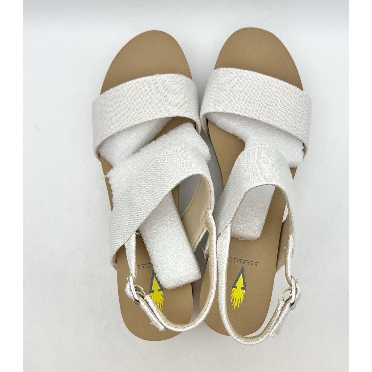 Volatile Womens Summerlove Slingback Wedge Sandals Size 11 White NIB