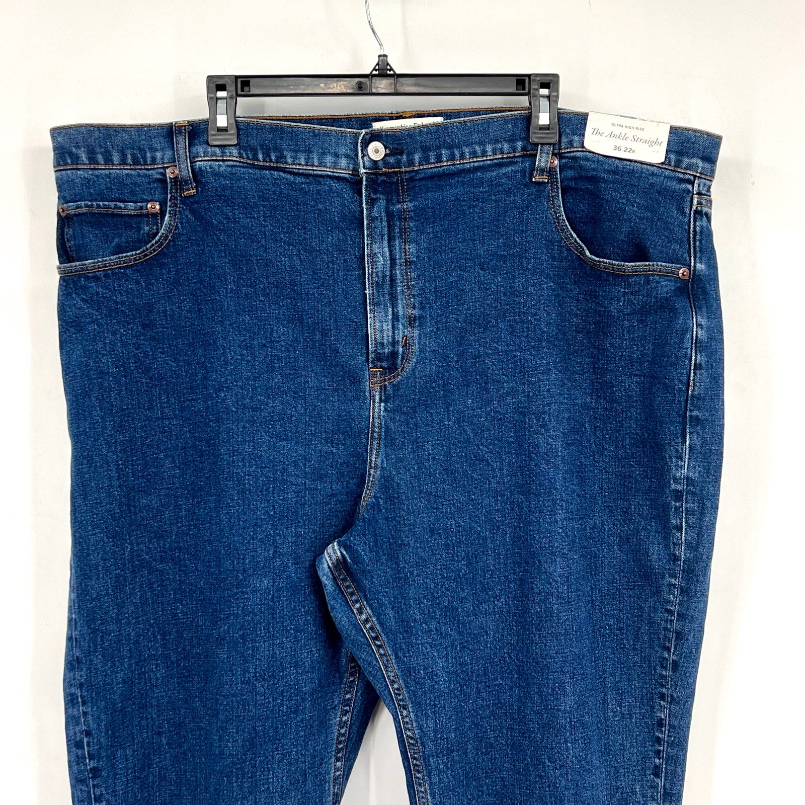 ABERCROMBIE & FITCH Women Ultra High Ankle Straight Jeans Size 36 US 22 Blue NWT