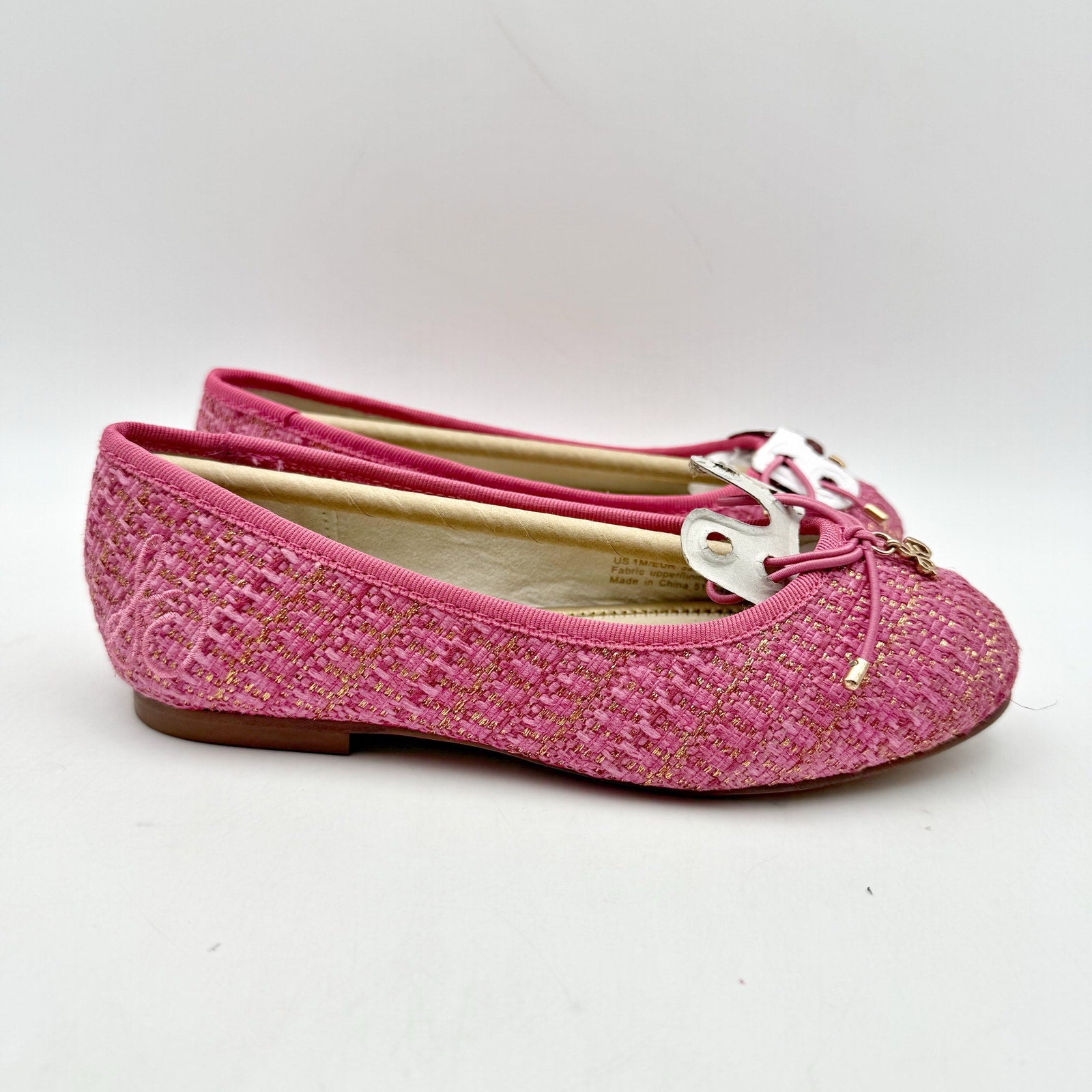 Sam Edelman Kids Felicia Ballet Flats US 1 M EU 32 Pink Vegan Leather NIB
