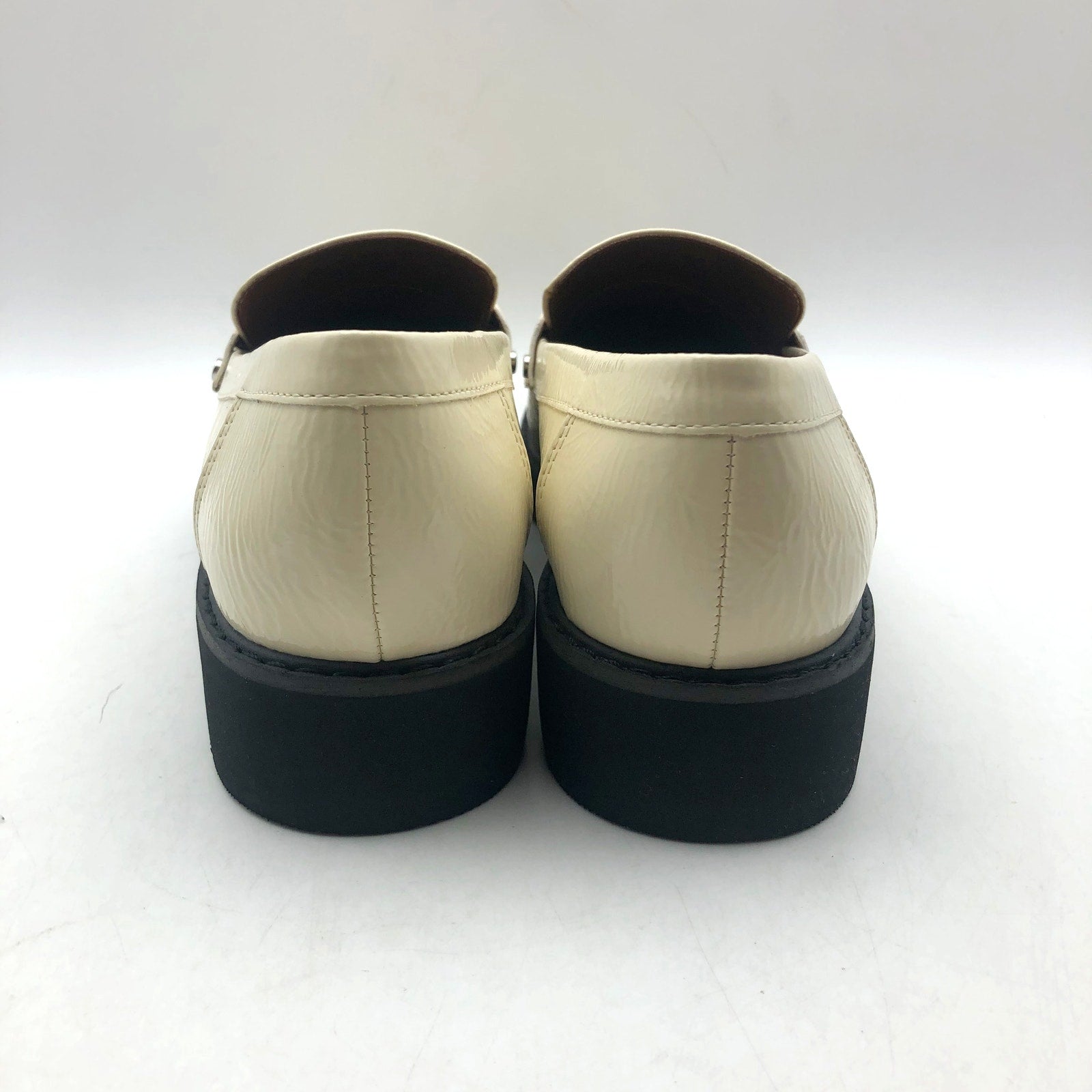 Franco Sarto Womens Cassandra Loafers US 10 Cream White Vegan Patent Leather NIB