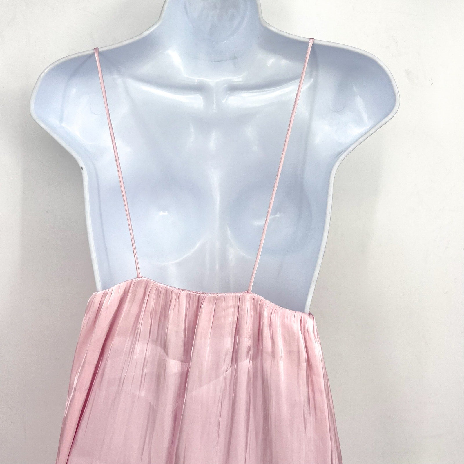 GANNI Womens Changeant Strap Dress Size 32 US 0 Chalk Pink Satin Sleeveless NWOT