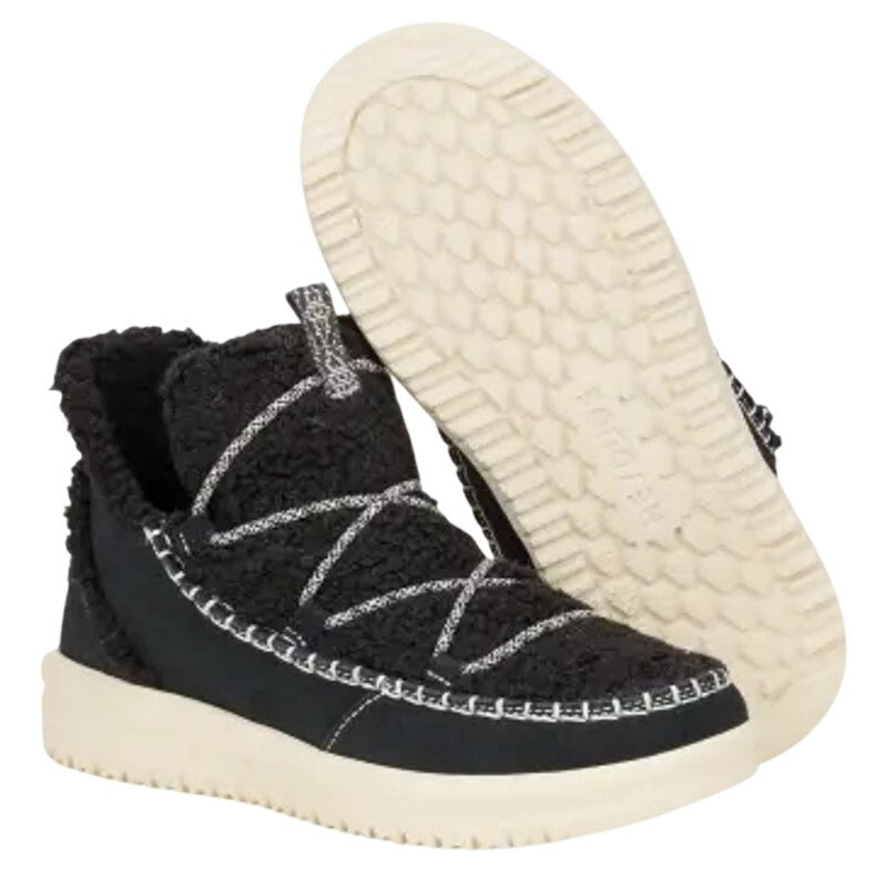Hey Dude Womens Camden Sneaker Boots Size 8 EU 39 Black Suede NWOB