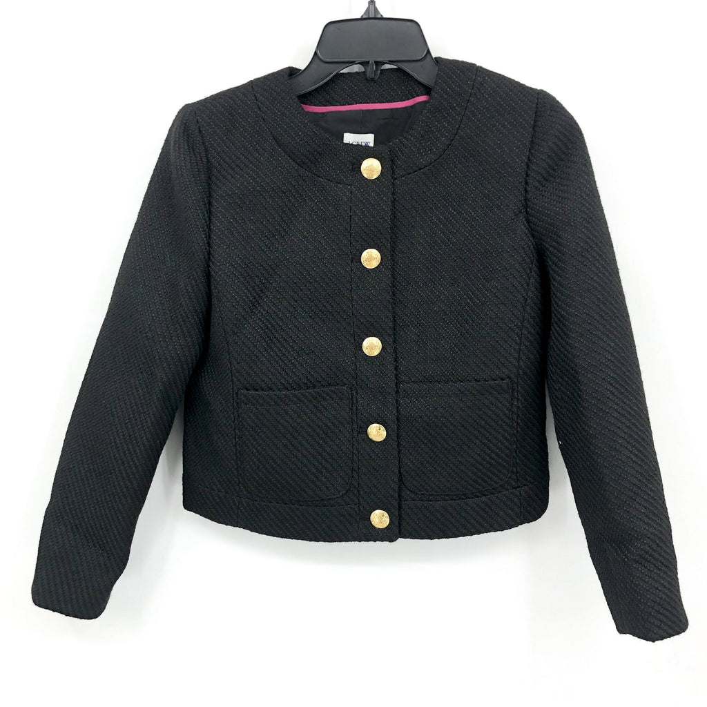 J.Crew Womens Tweed Lady Jacket 00 Petite True Black Blazer BS929 NWT