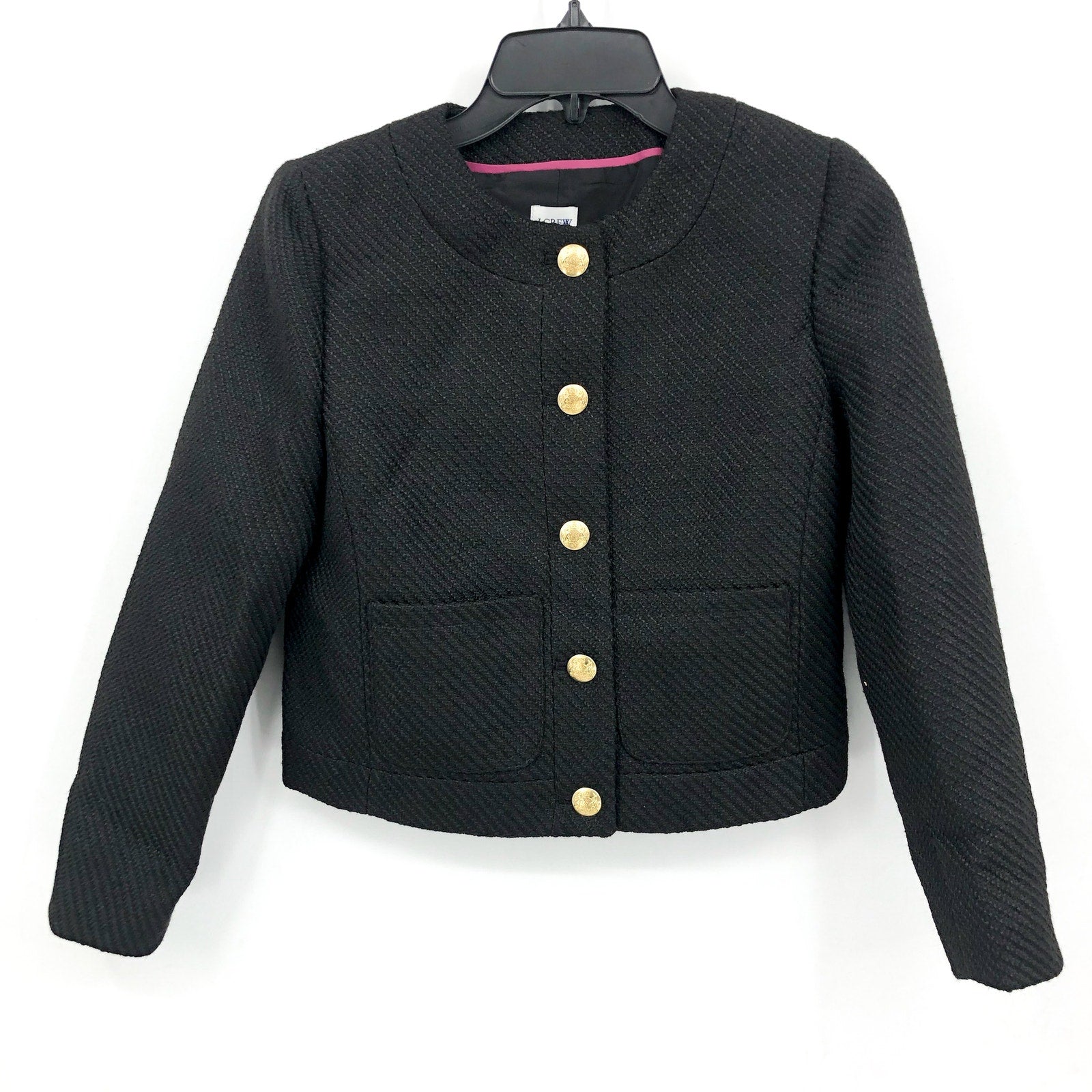 J.Crew Womens Tweed Lady Jacket 00 Petite True Black Blazer BS929 NWT