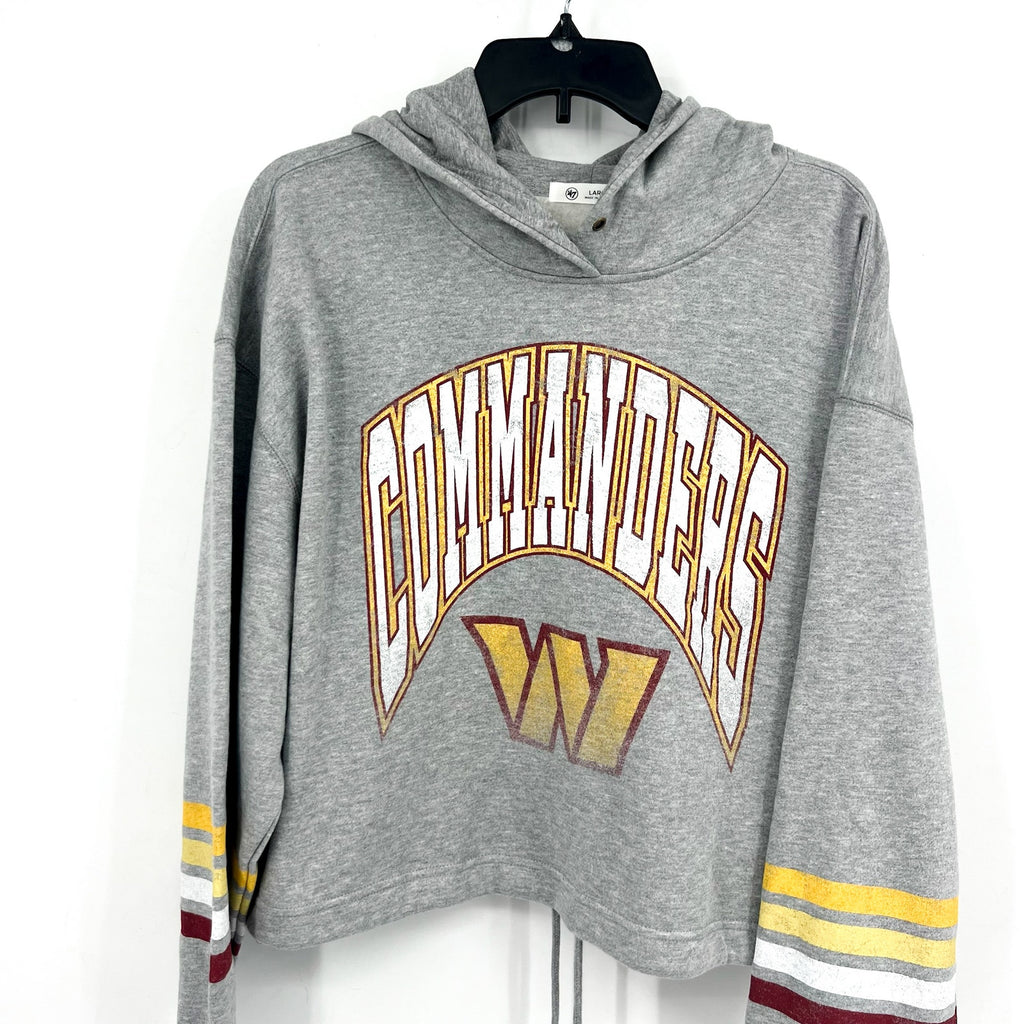 '47 Brand Womens Washington Commanders Crop Hoodie Large Gray Sweatshirt NWT