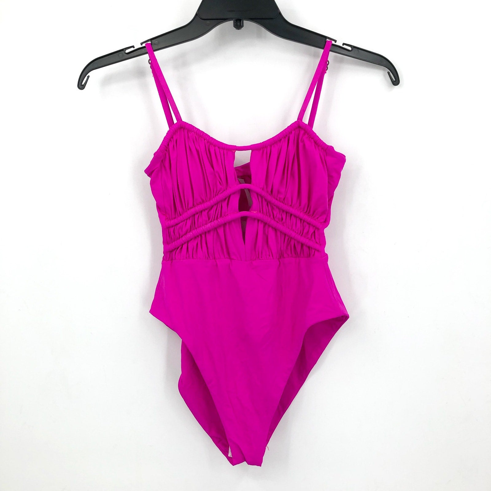 BECCA Women's Santorini One Piece Swimsuit Small Pink Flambe Cut Outs NWT
