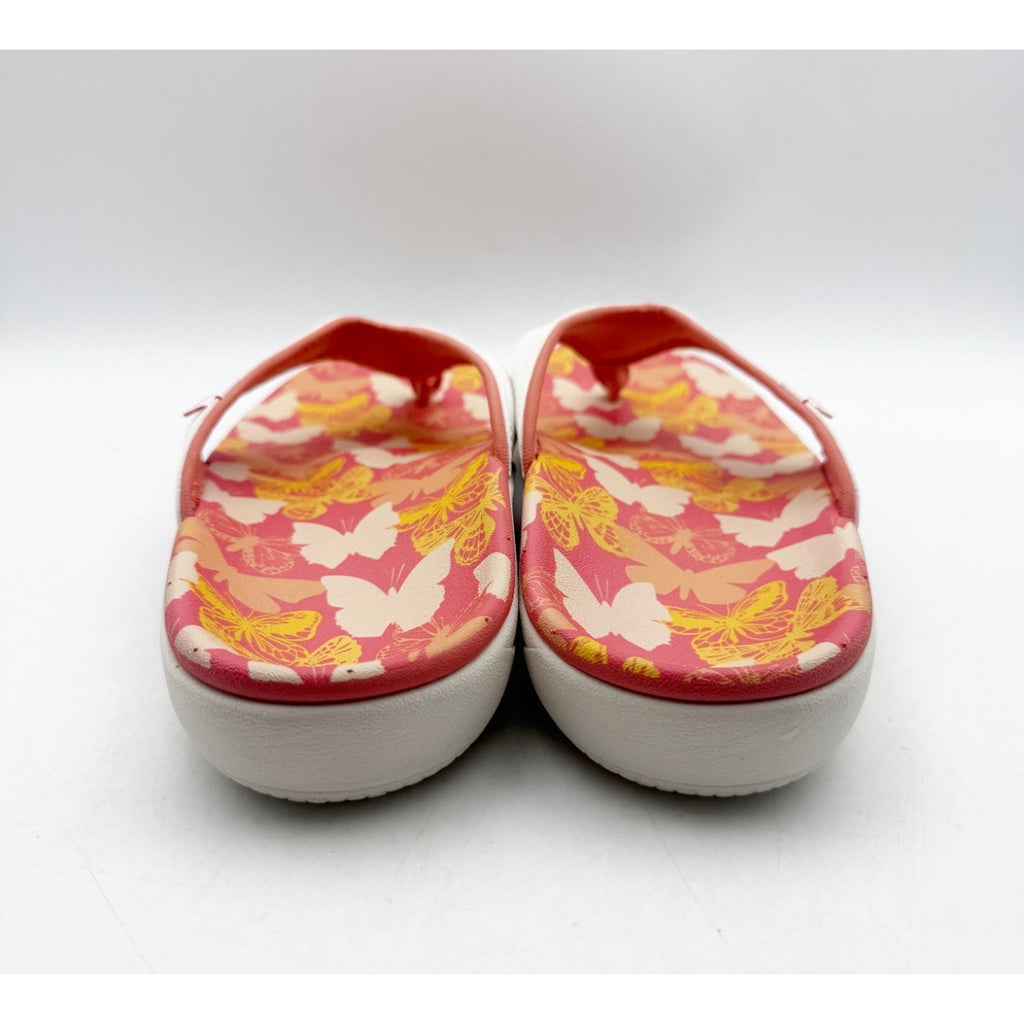 Spenco Women's Yumi Butterfly Sandals US 9 WIDE White Pink Coral Flip Flop NWT