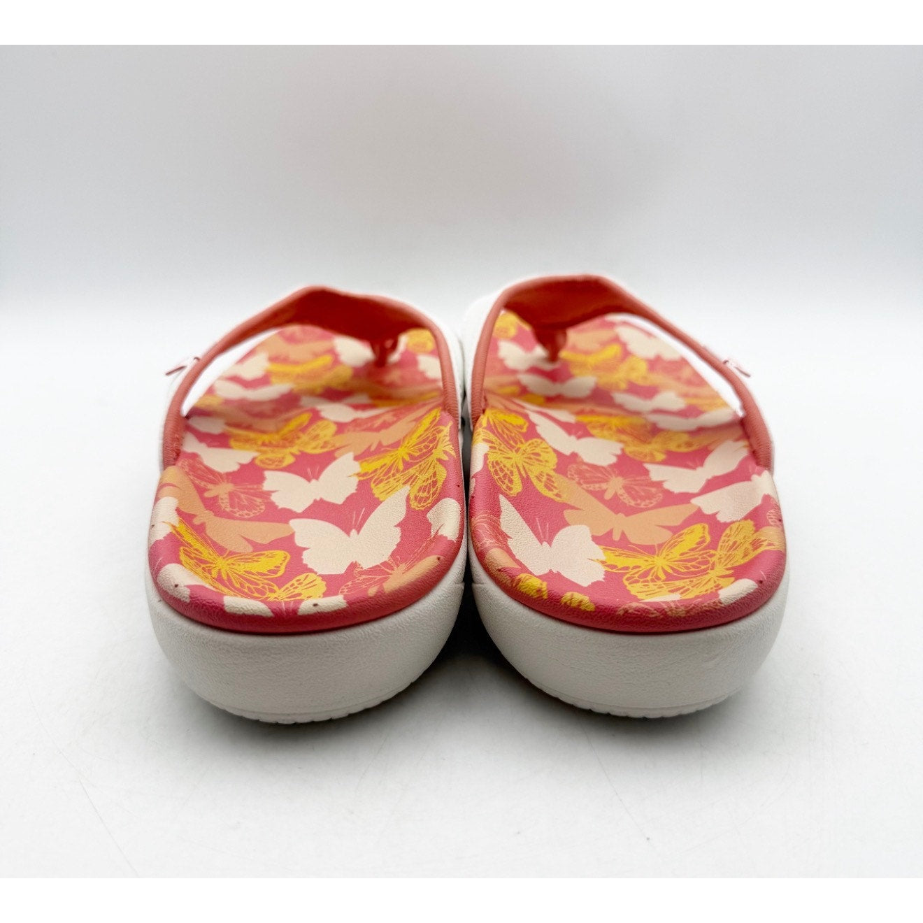 Spenco Women's Yumi Butterfly Sandals US 9 WIDE White Pink Coral Flip Flop NWT