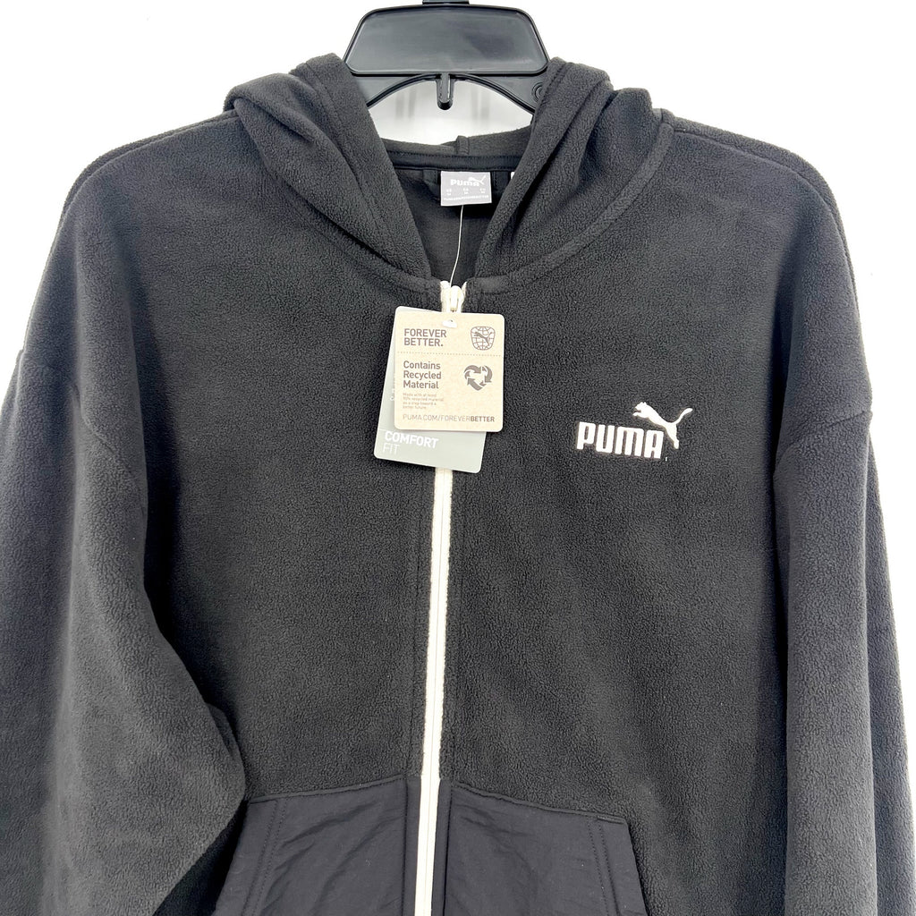 PUMA Women's ESS Elevated FZ Hoodie Medium Black Sweatshirt Fleece NWT