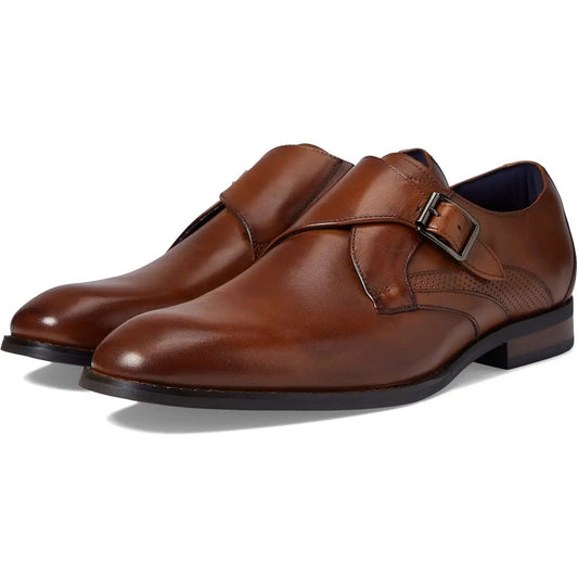 Stacy Adams Mens Karcher Monk Strap Dress Shoes US 9 M Brown Leather NIB