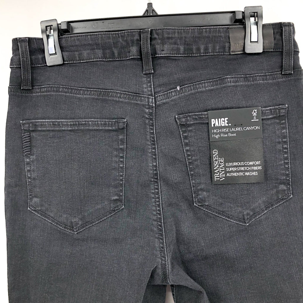 PAIGE Women's High Rise Laurel Canyon Flare Jean Size 30 US 10 Black Willow NWT