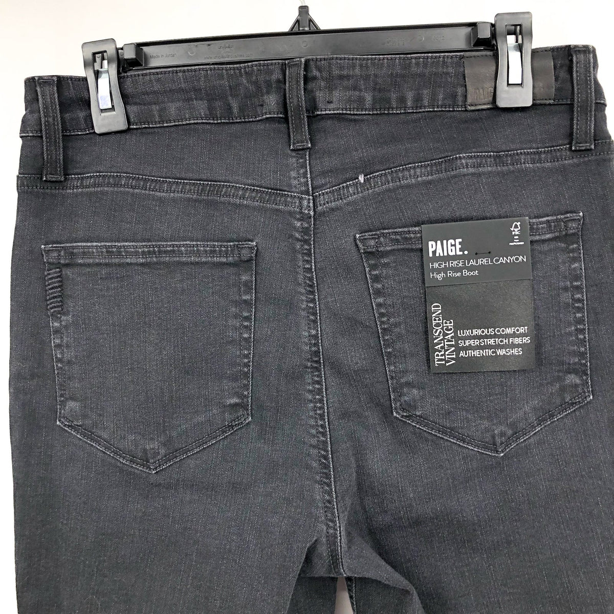 PAIGE Women's High Rise Laurel Canyon Flare Jean Size 30 US 10 Black Willow NWT