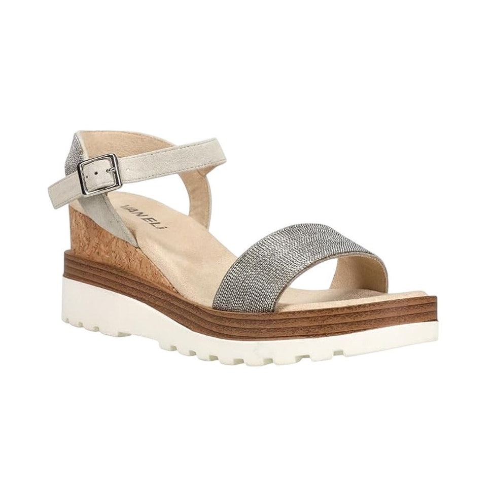 VANELi Womens Cedra Wedge Sandals Size 7.5 M Grey Metallic Suede NIB
