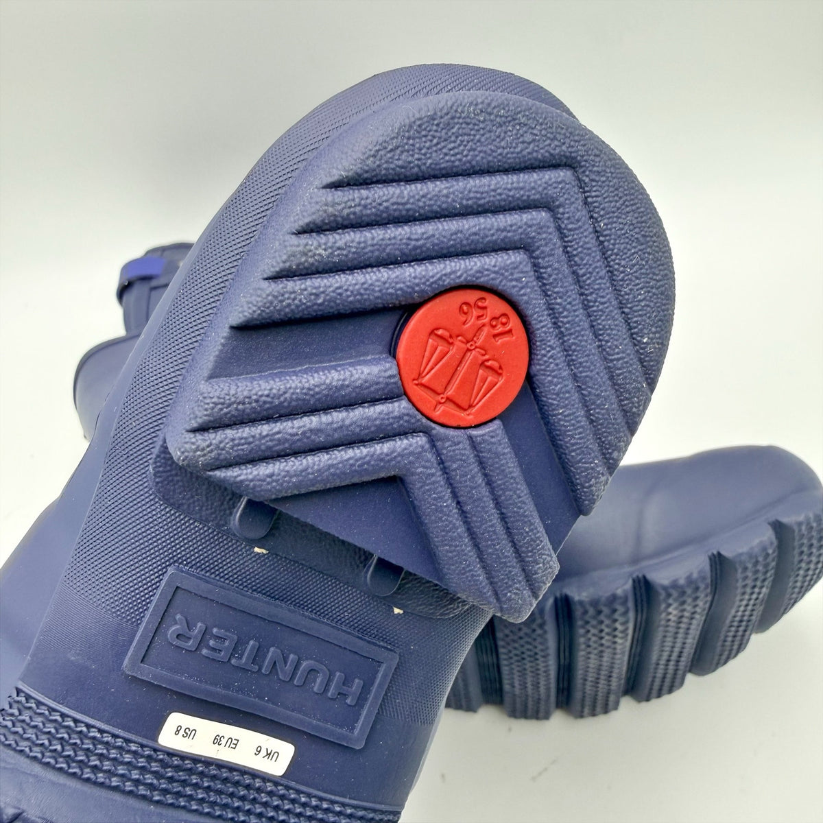 Hunter Womens Original Short Rain Mid Boots US 8 EU 39 Navy Blue Waterproof NWOB