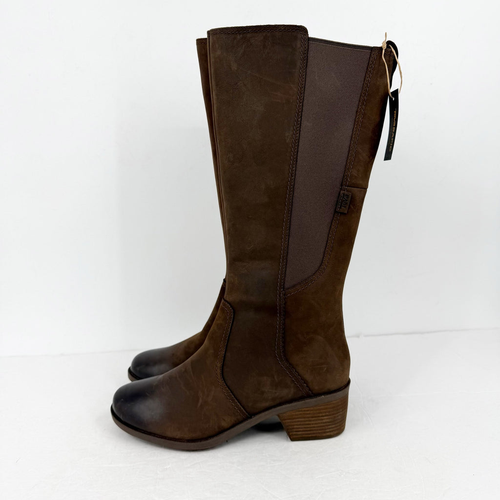 TEVA Womens Anaya Knee High Boots US 11 EU 42 Brown Leather NWOB