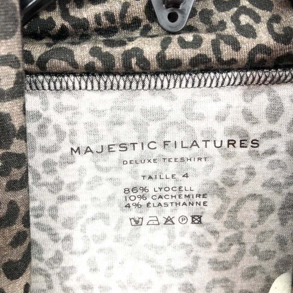 MAJESTIC FILATURES Womens Cashmere Turtleneck Large Size 4 Khaki Cheetah NWT