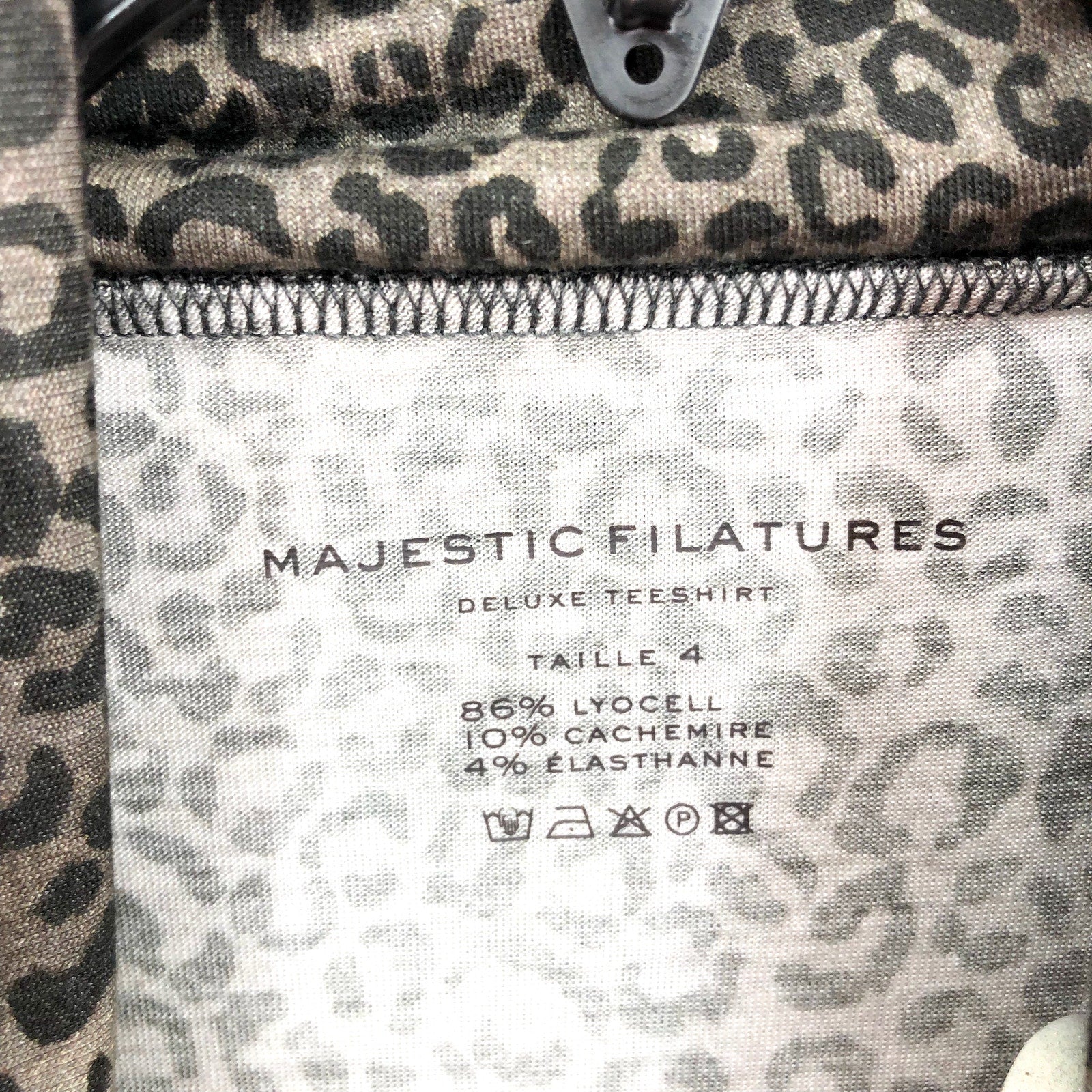 MAJESTIC FILATURES Womens Cashmere Turtleneck Large Size 4 Khaki Cheetah NWT