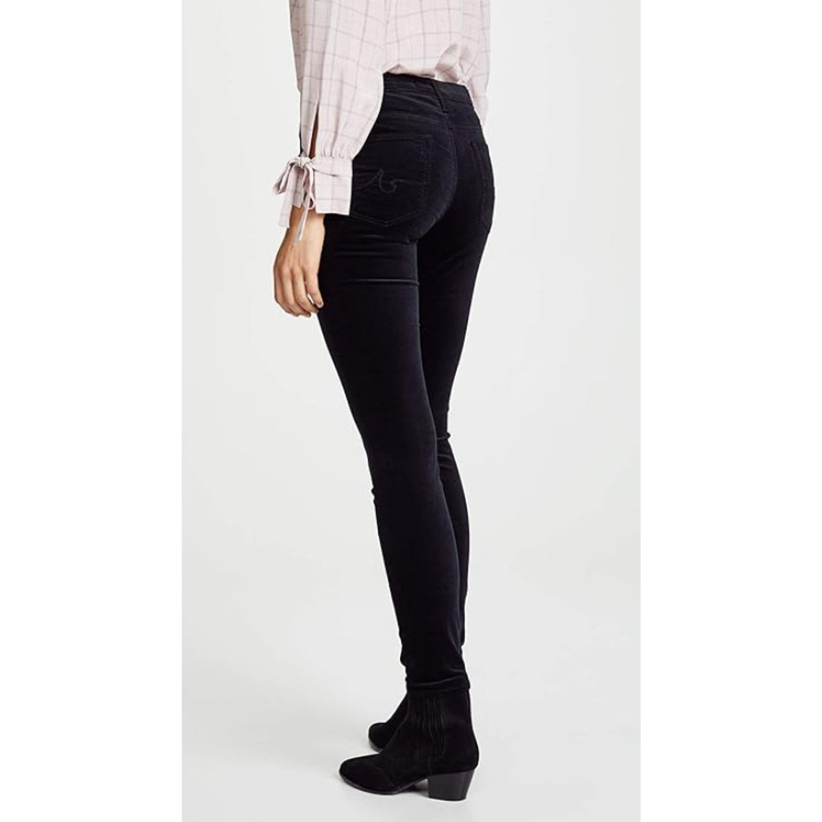 AG ADRIANO GOLDSCHMIED The Legging Velvet Jeans 24R US 00 Black Skinny NWT