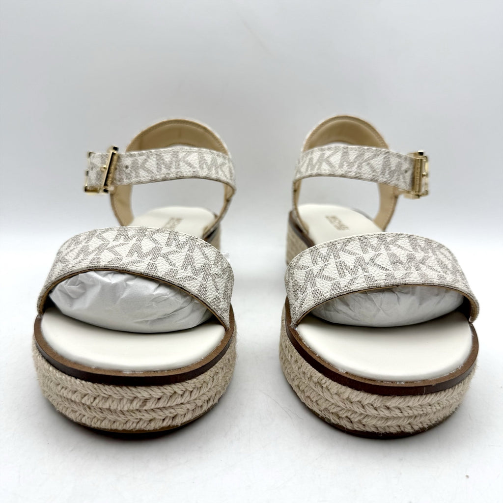 Michael Kors Womens Richie Espadrille Platform Wedge Sandals US 5.5 White NIB