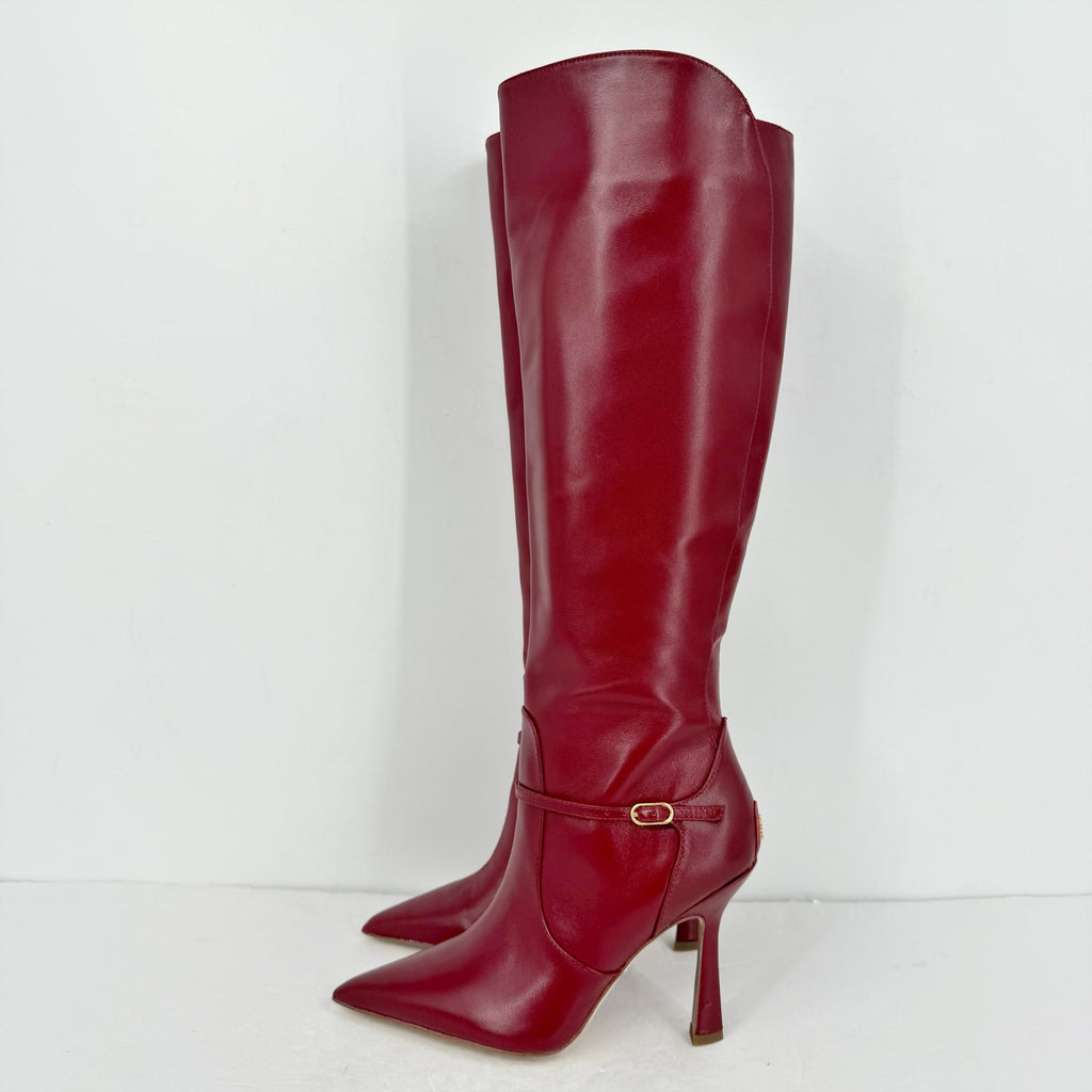 Sam Edelman Womens Elia Above The Knee High Boots US 6 M EU 36 Red Leather NIB