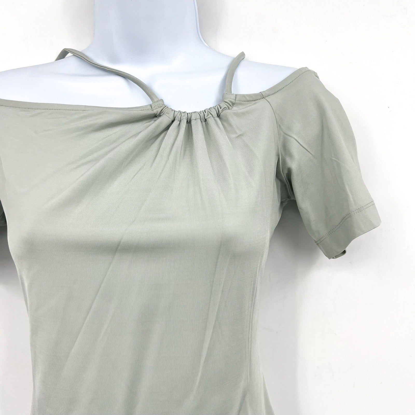 REISS Women's Cierra Strappy Off-Shoulder Short Sleeve Top Medium Light Green NWOT