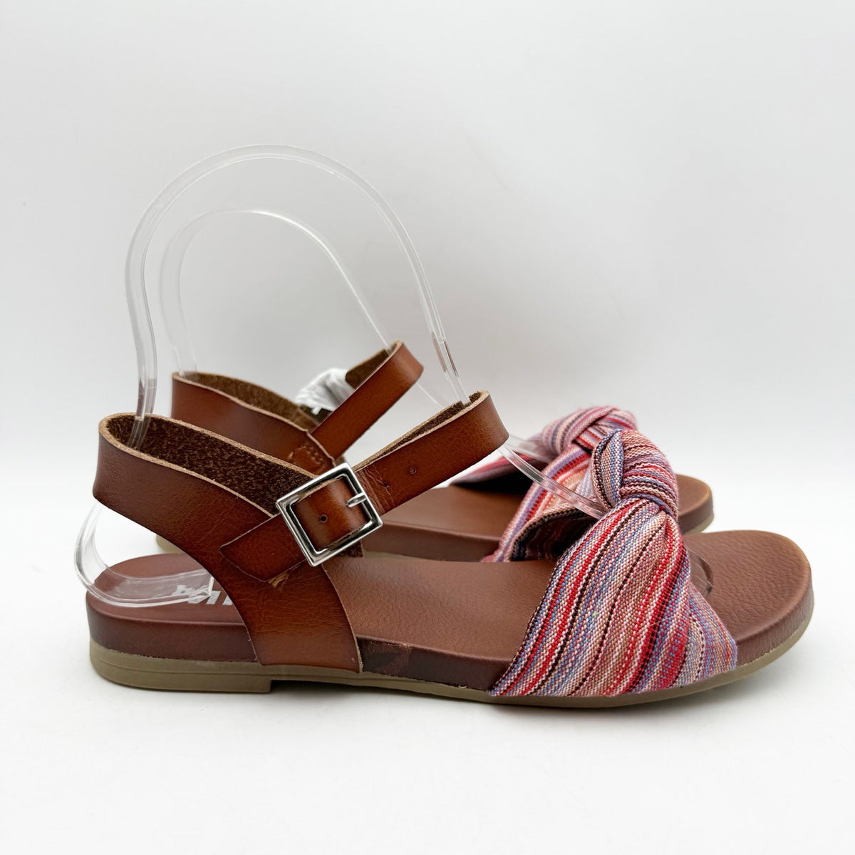 MIA Womens Addilynn Sandal US 6 Wide Brown Multicolor Knotted Fabric Front NWOB