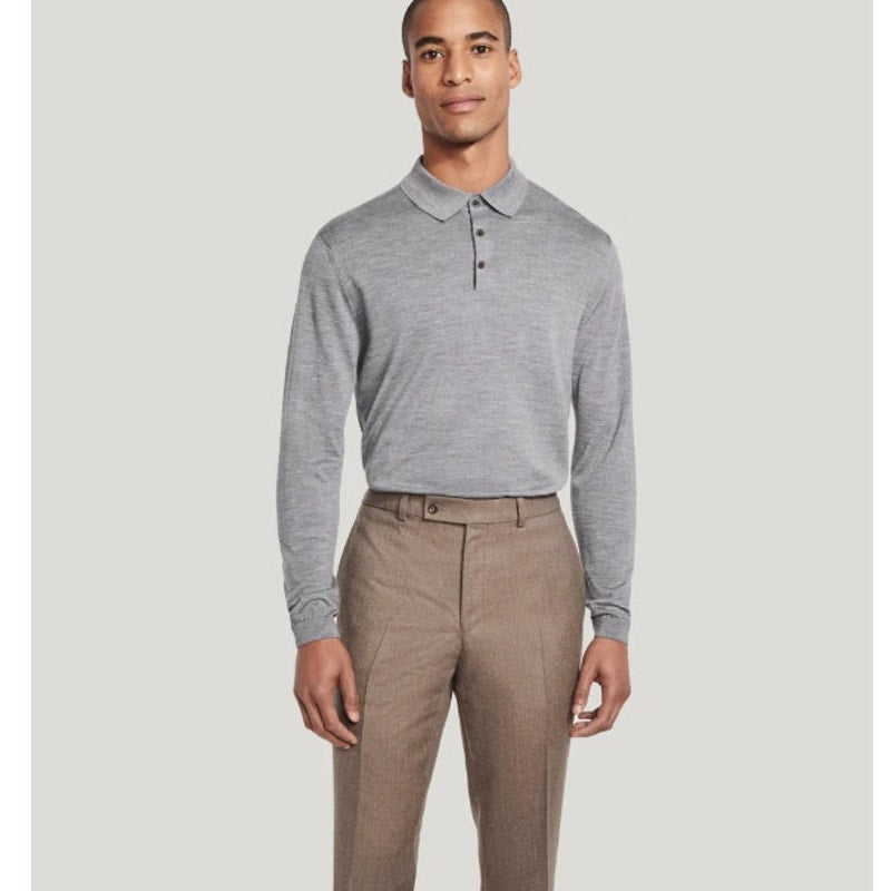 JACK VICTOR Men's Redfren Polo Shirt XL Grey Wool Silk Cashmere Sweater NWOT