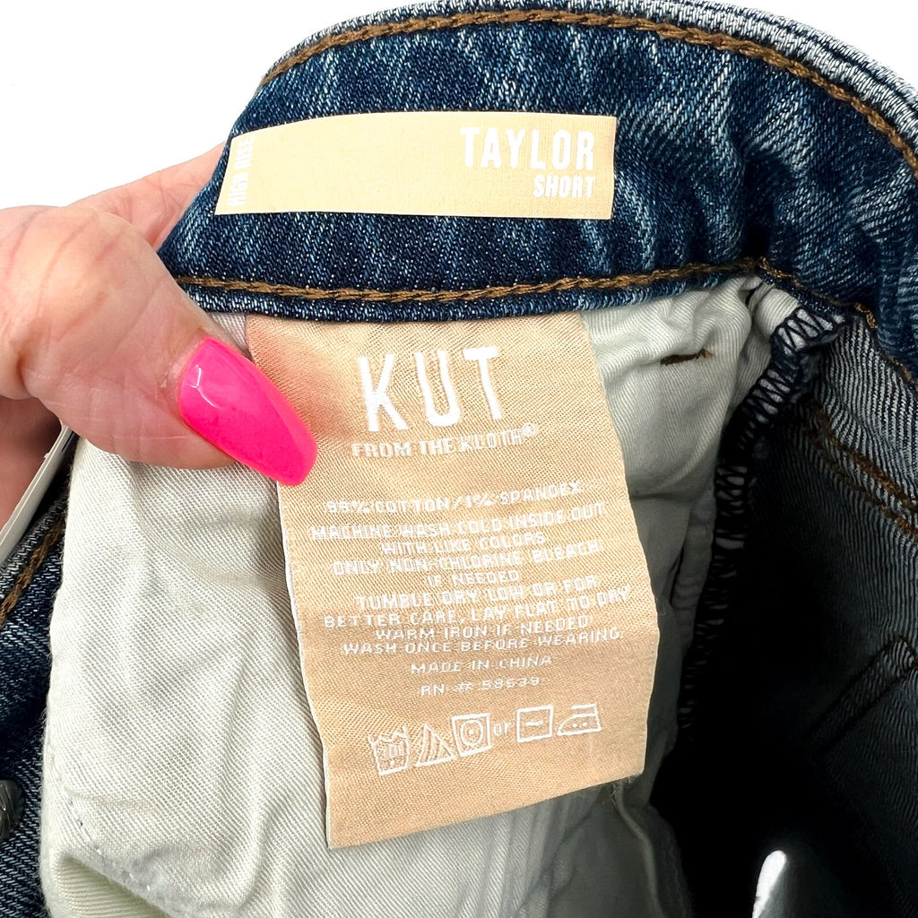 KUT FROM THE KLOTH Taylor Denim Shorts Size 0 Freedom Blue High Waist CutOff NWT