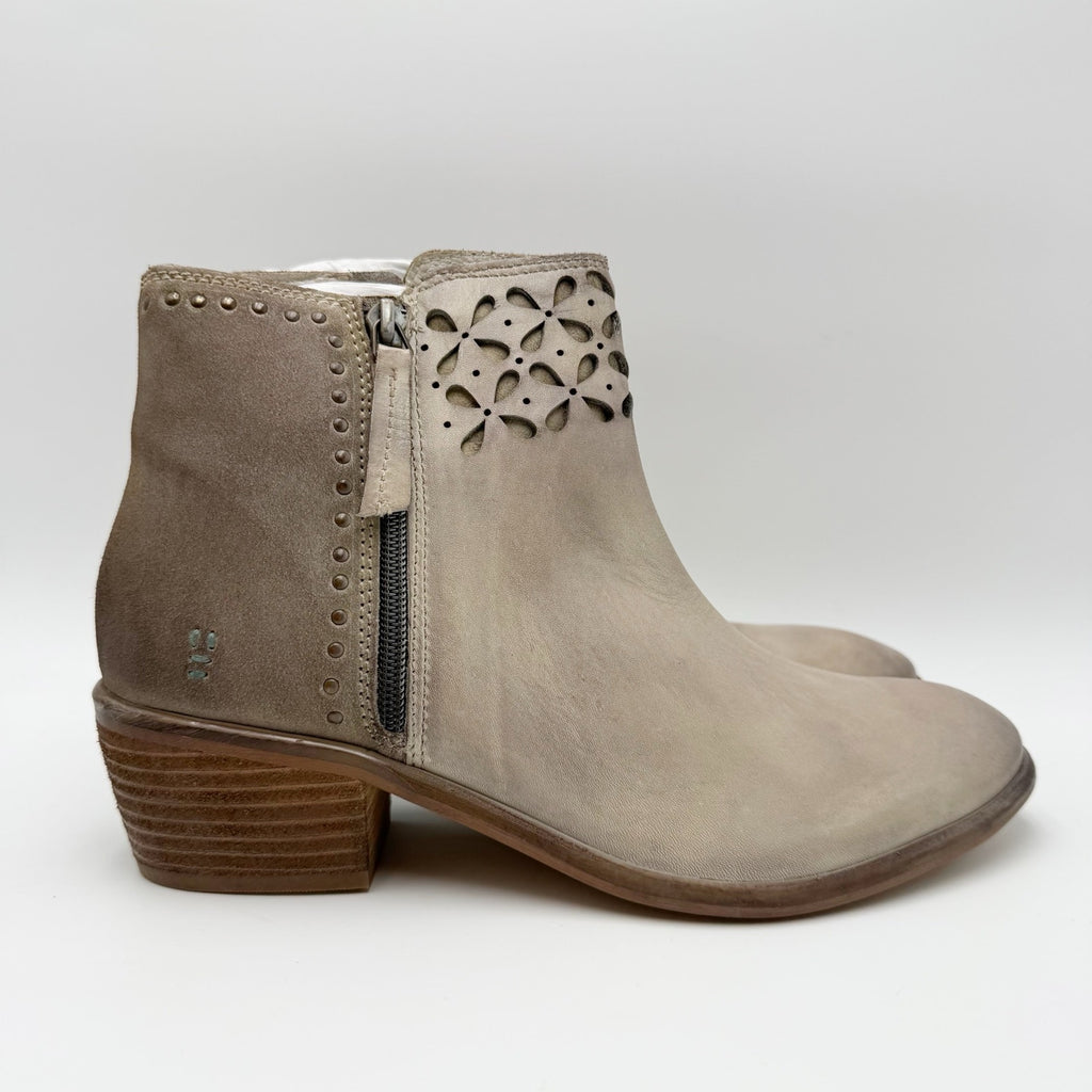 ROAN by BED STU Womens Liz Ankle Booties Size 10 M Bone Grey Leather NIB