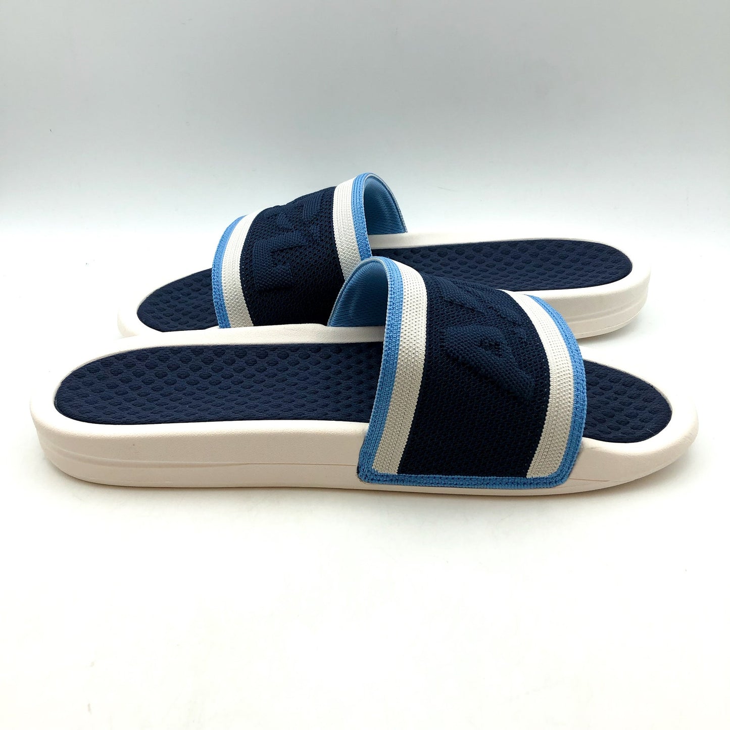APL Mens Big Logo TechLoom Slide Sandals US 11 EU 44.5 White Blue Slip On NIB
