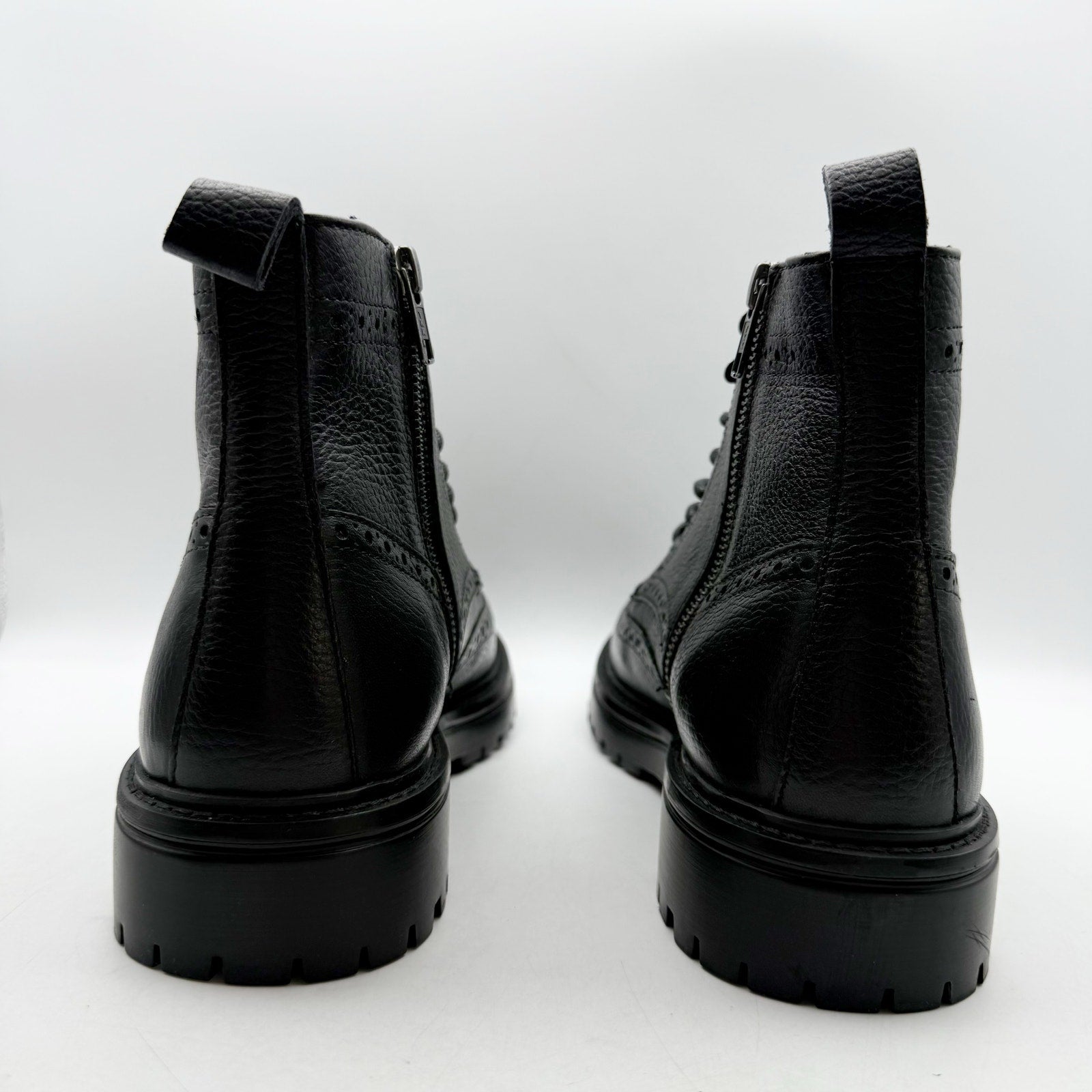 Vince Camuto Mens Namid Combat Boots US 8.5 EU 41.5 Black Leather NWOB