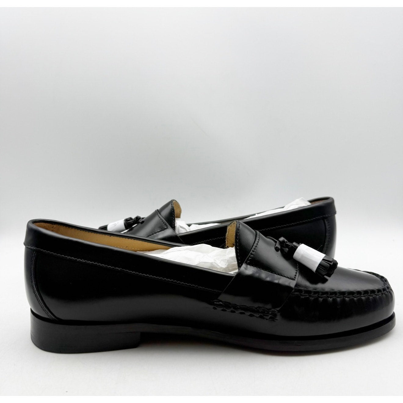 JOHNSTON & MURPHY Mens Hayes Tassel Dress Loafers Size 11.5 Black Leather NWOB
