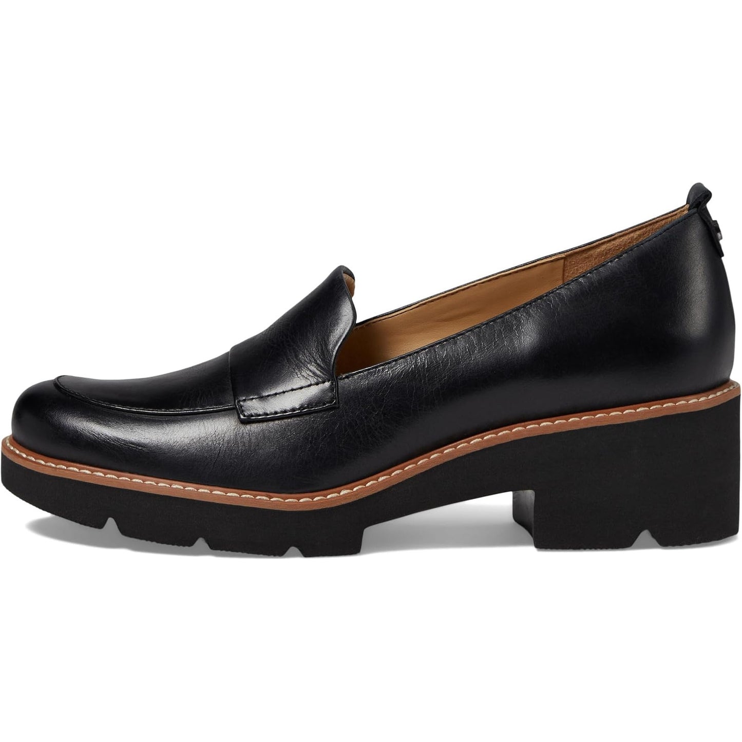 Naturalizer Womens Darry Loafer US 10 M Black Leather Lug Sole Slip On NIB