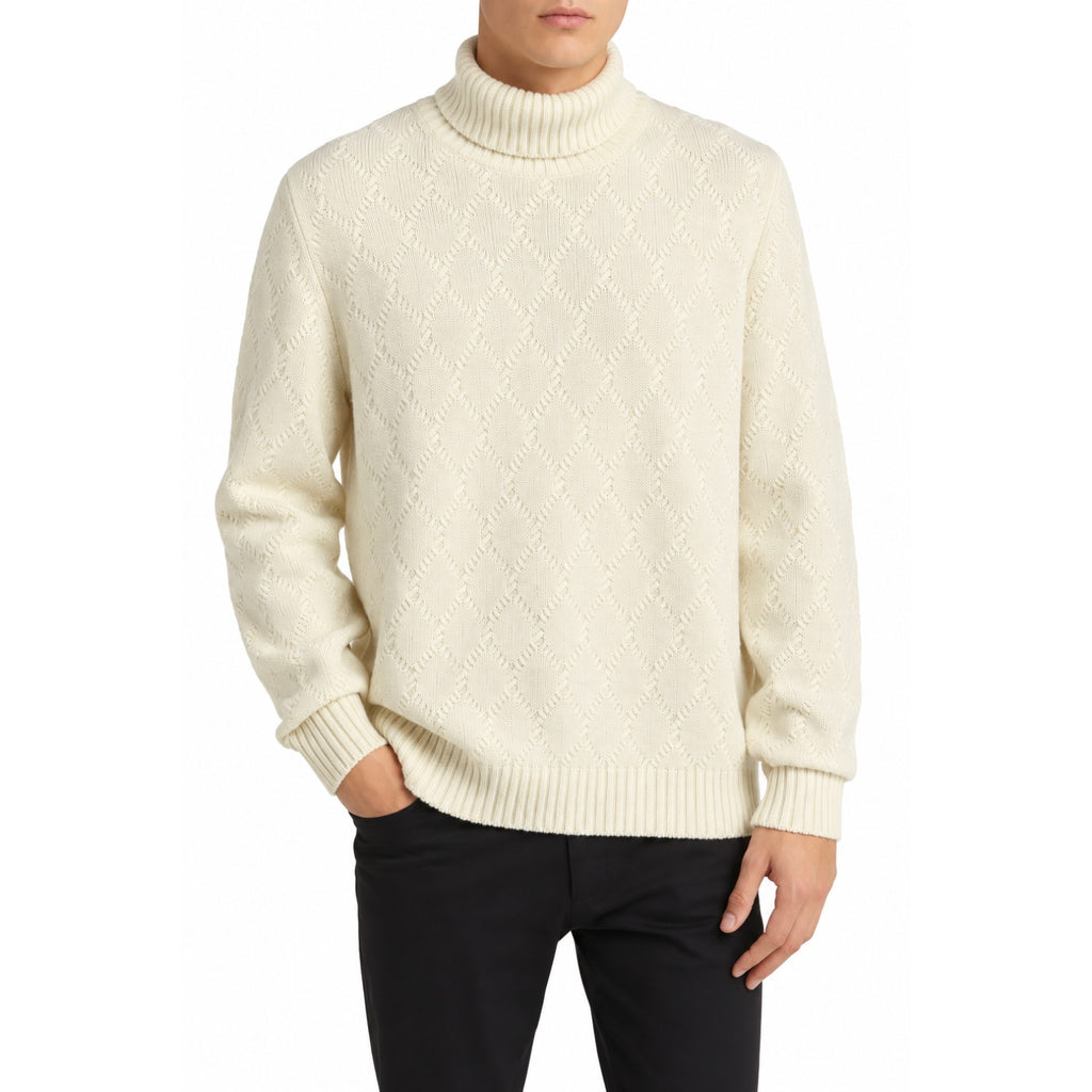 CANALI Men's Turtleneck Sweater US 44 IT 54 XXL Cream Merino Wool NWT