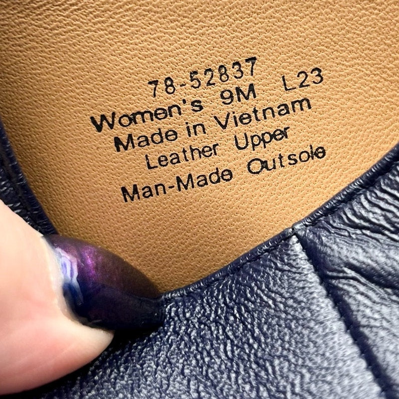 Johnston & Murphy Womens Evelyn Open Toe Bootie Size 9M Navy Blue Block Heel NIB
