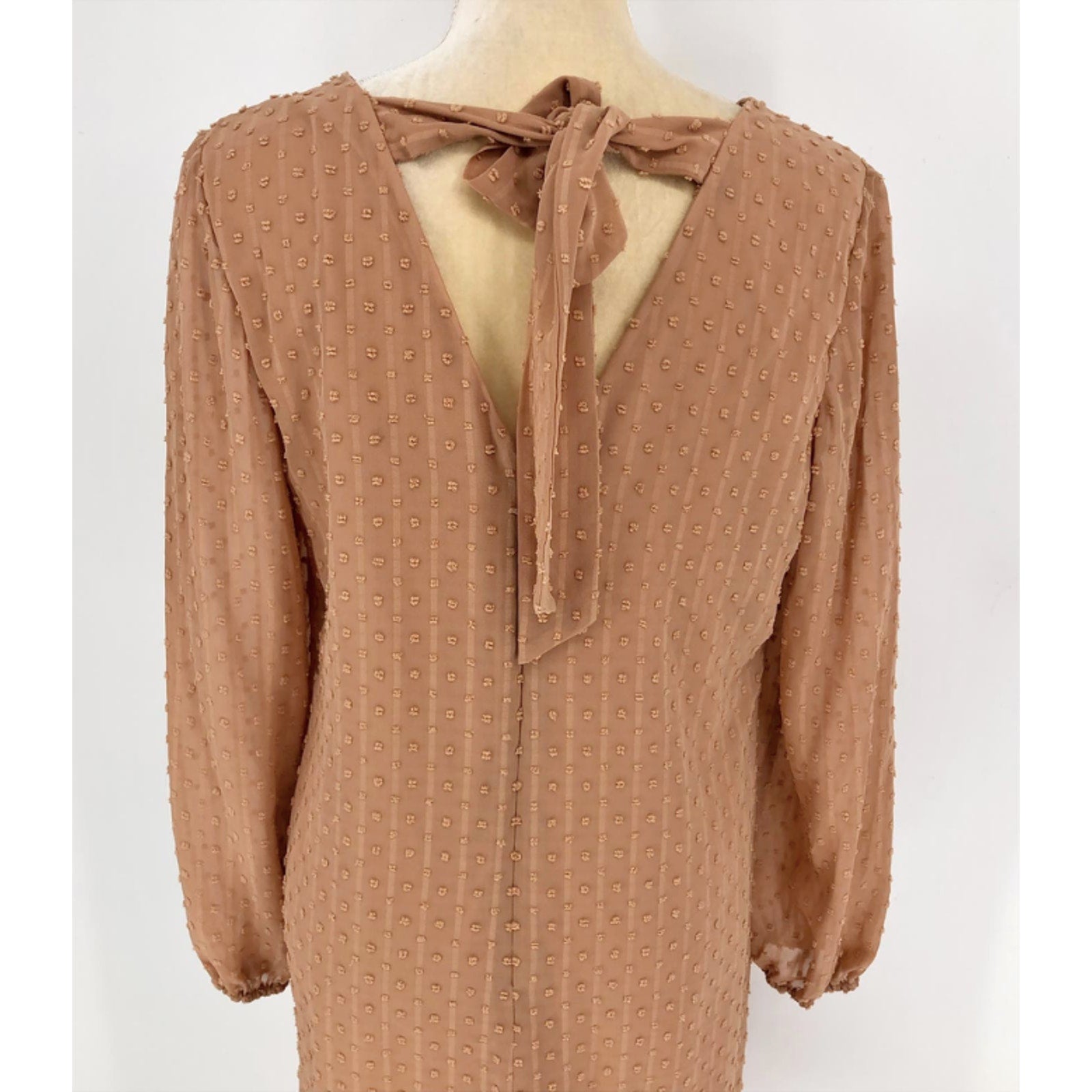 INC INTERNATIONAL CONCEPTS Women Shift Dress Large Tan Hazelwood Long Sleeve NWT