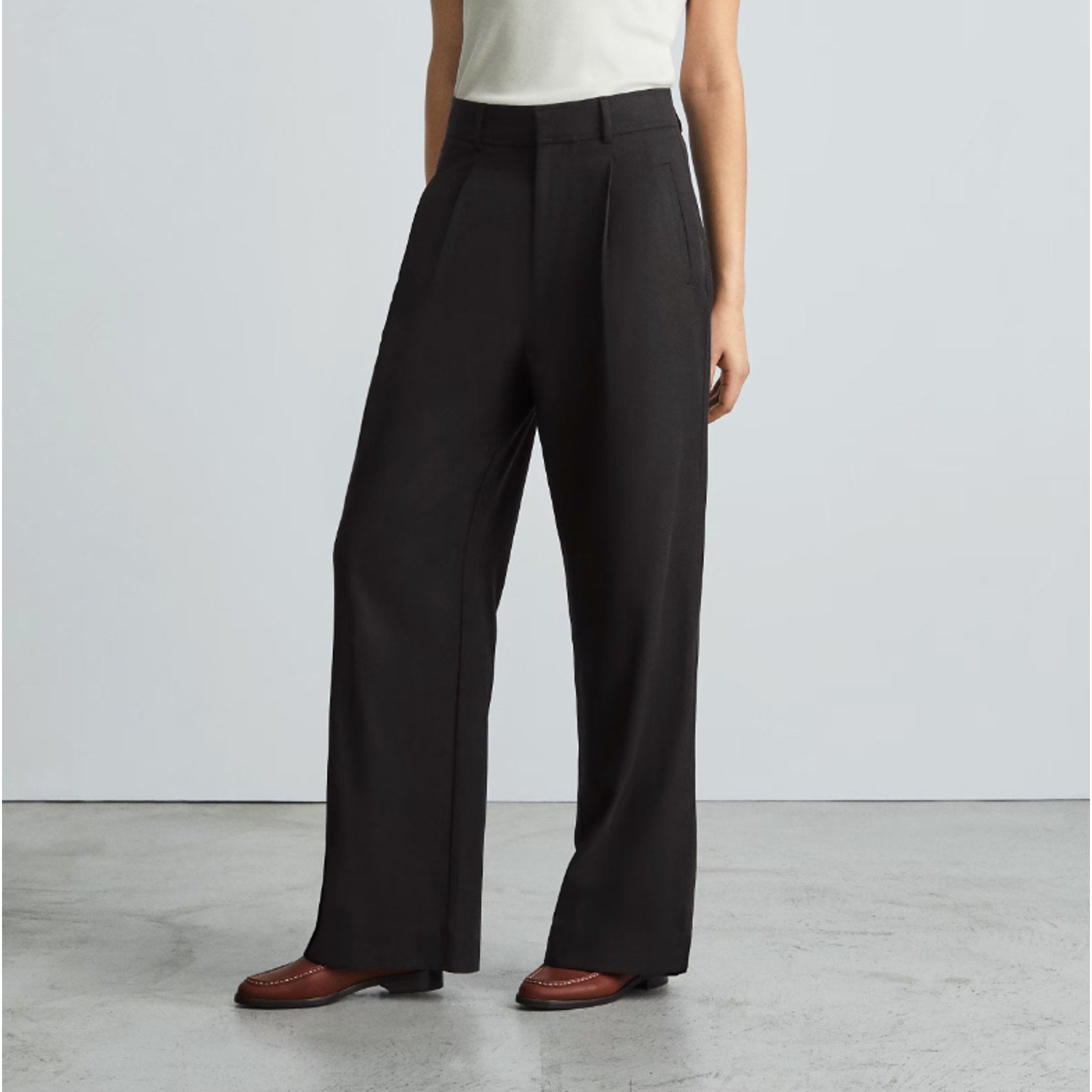 Everlane Womens The Way-High Drape Pants Size 16 30" Inseam Pleated Black NWT