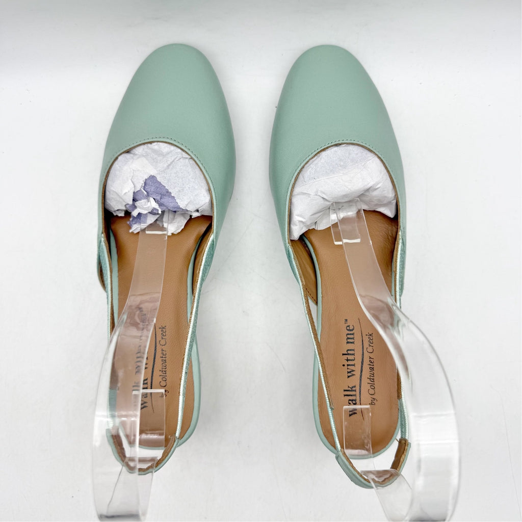 Coldwater Creek Womens Josie 2 Slingback Heels Size 9.5 Sea Green Leather NIB