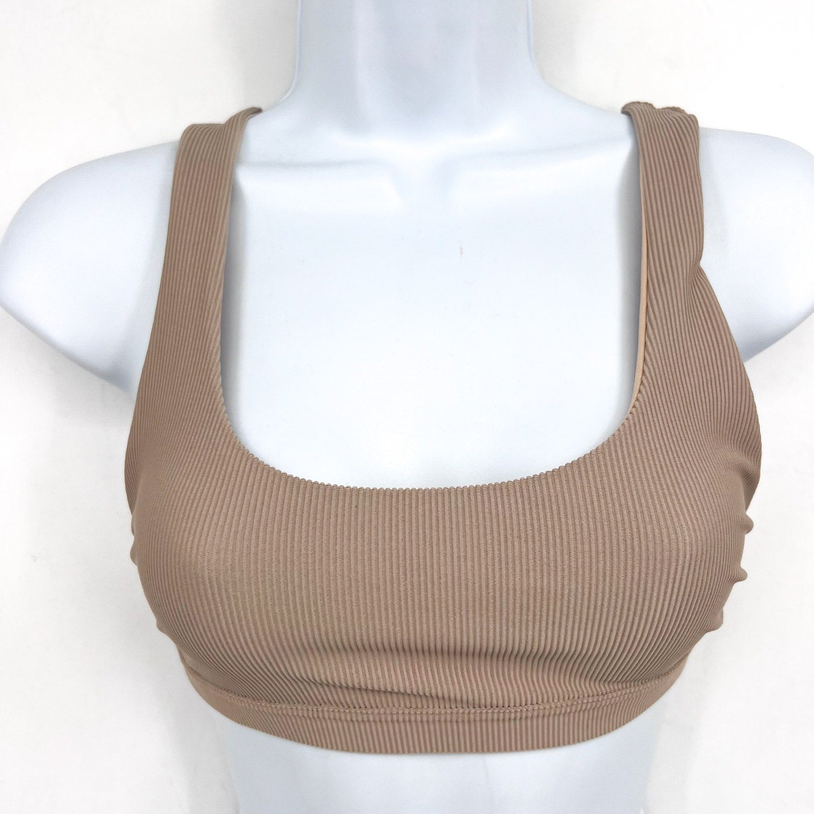 BEACH RIOT Women's Peyton Bikini Top XS Tan Ribbed Bralette Scoop Neck NWT