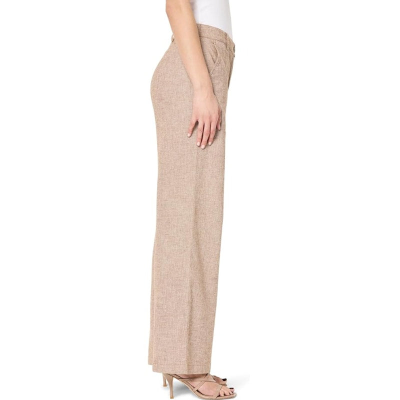 NIC + ZOE Women's Eliot Wide-leg Dress Pants 8 Petite Brown Mix Linen Cotton NWT