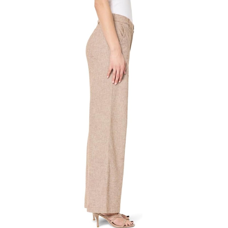 NIC + ZOE Women's Eliot Wide-leg Dress Pants 8 Petite Brown Mix Linen Cotton NWT