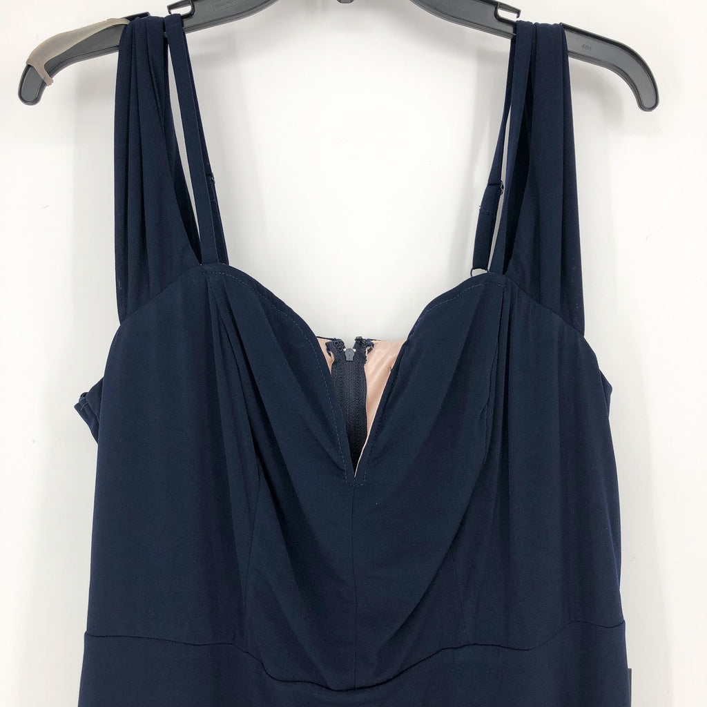 CITY STUDIO Trendy Off-The-Shoulder Gown 20W Navy Blue Rose Pink Dress Slit NWT