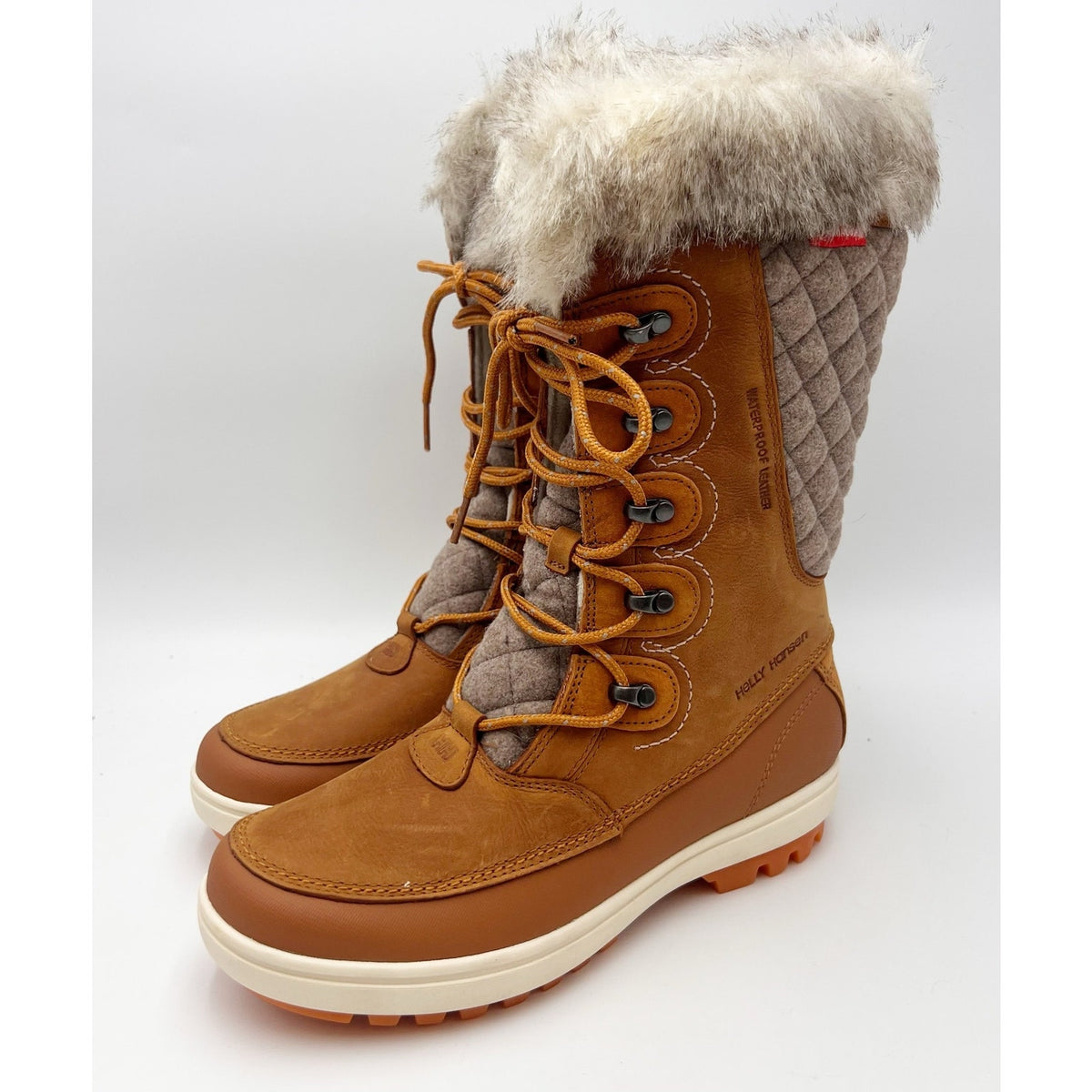Helly Hansen Womens Garibaldi Vl Winter Boots US 8 Tan Leather Insulated WP NWOB