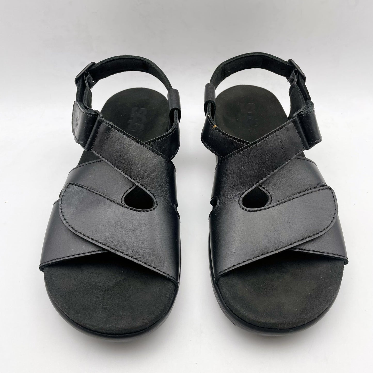 SAS Womens Huggy Adjustable Comfort Sandal US 10 W EU 41.5 Black Leather NIB