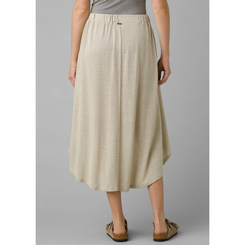 PRANA Women's Tidal Wave Midi Skirt Large Sand Beige High Low Knit NWT